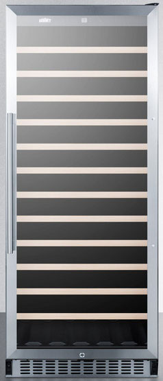 Summit Appliance Single Zone 23.63'' Freestanding 102 Bottle Wine Refrigerator with Reversible Door — FIN-0016041 | Fridge.com