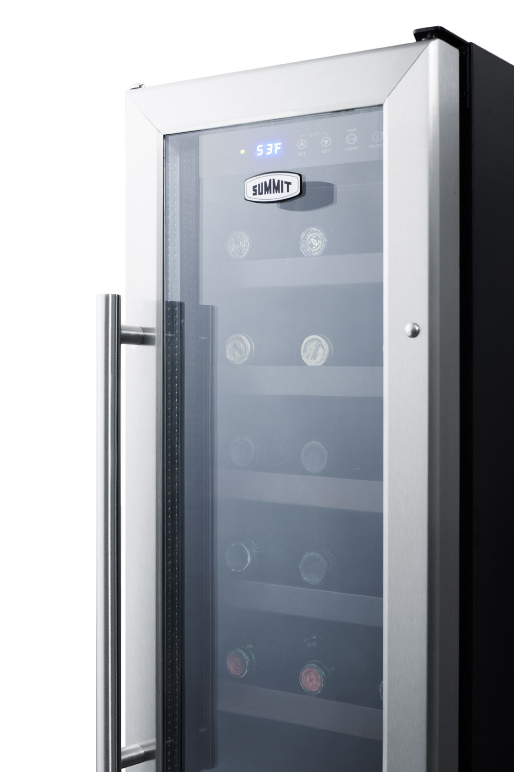 Summit Appliance Single Zone 11.88'' 21 Bottle Wine Refrigerator With Reversible Door - View 4 | Fridge.com