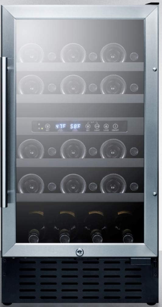 Summit 18” Wine Cellar, 28 Bottle Capacity, 3.3 cu.ft., Built-In Wine Cellar, Stainless Steel- SWC182Z - View 2 | Fridge.com