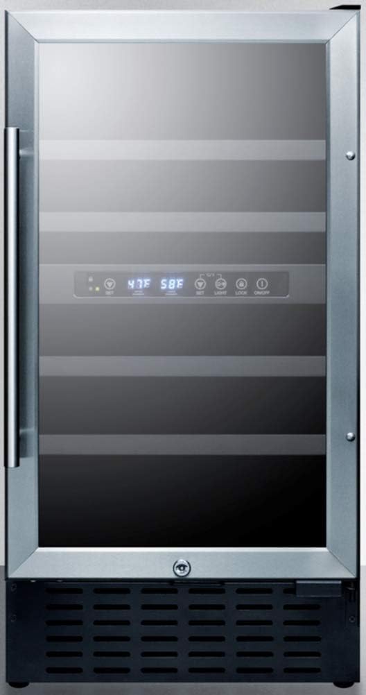 Summit 18” Wine Cellar, 28 Bottle Capacity, 3.3 cu.ft., Built-In Wine Cellar, Stainless Steel- SWC182Z - View 4 | Fridge.com