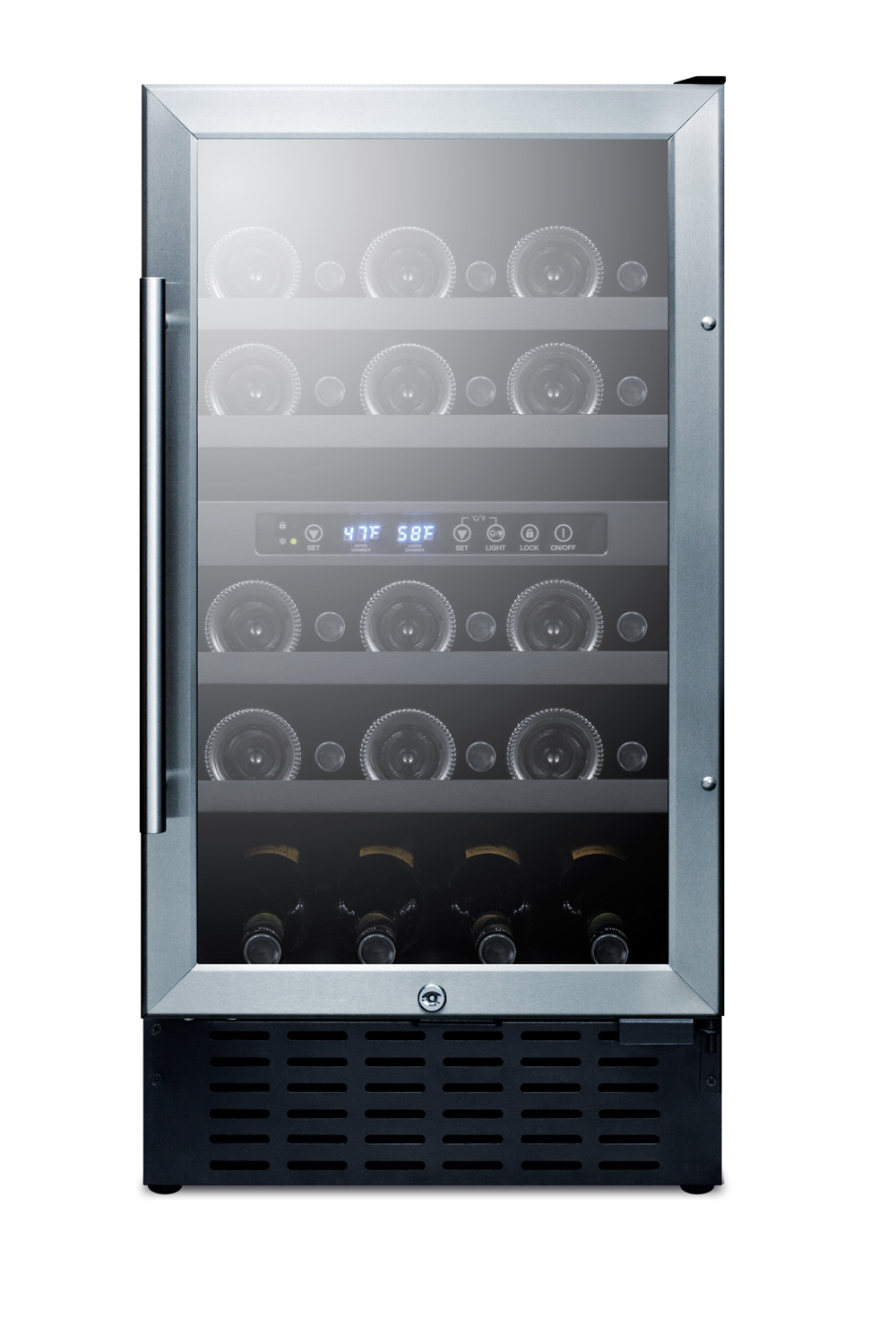 Summit Appliance Dual Zone 17.75'' 28 Bottle Wine Refrigerator With Reversible Door - View 4 | Fridge.com