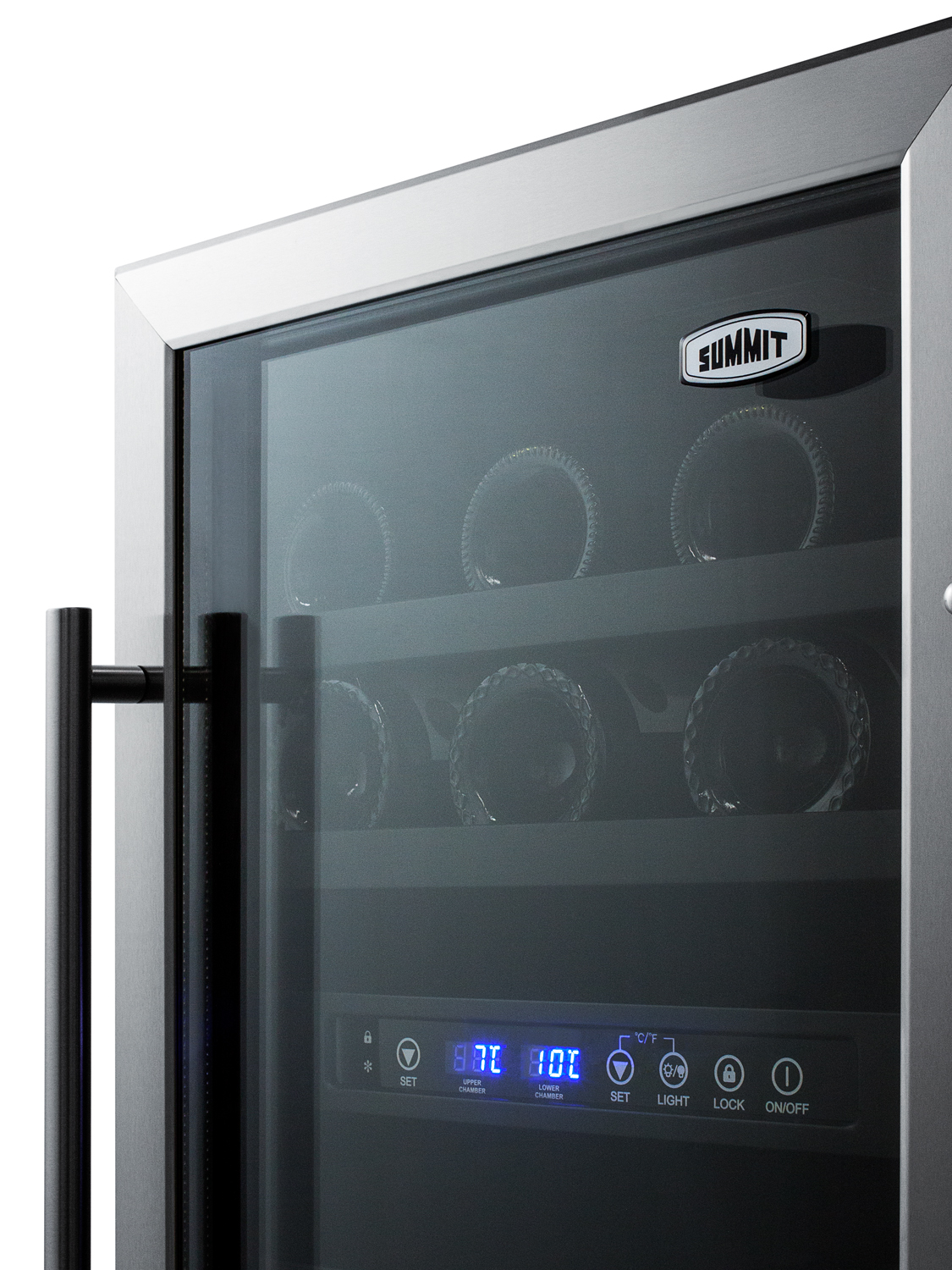 Summit Appliance Dual Zone 17.75'' 28 Bottle Wine Refrigerator With Reversible Door - View 5 | Fridge.com