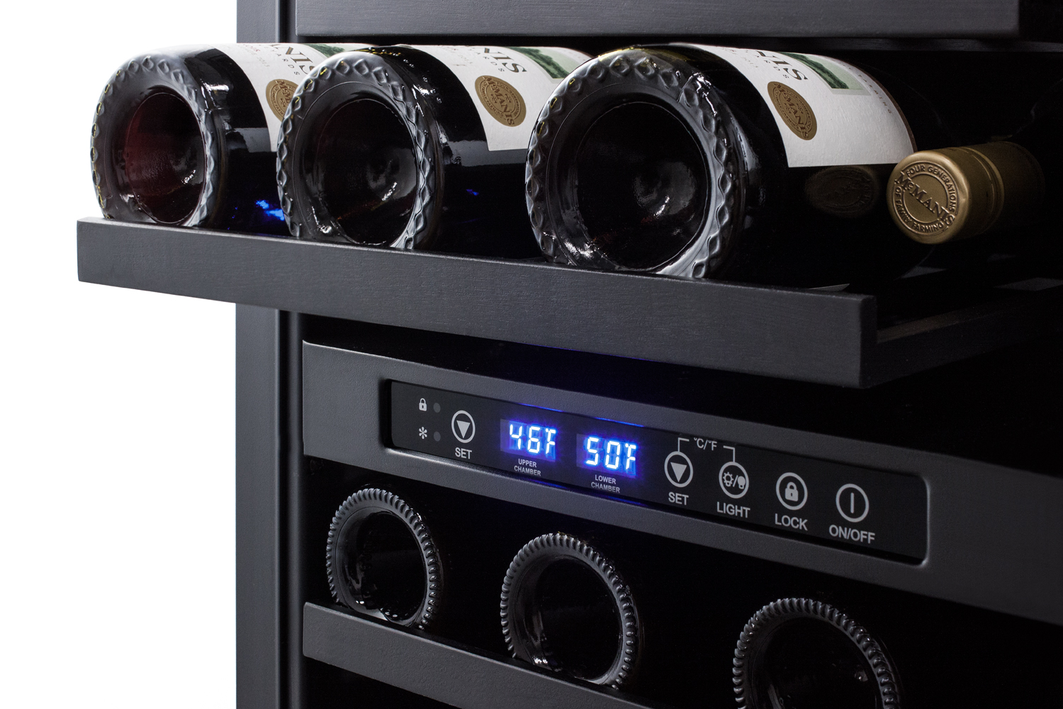 Summit Appliance Dual Zone 17.75'' 28 Bottle Wine Refrigerator With Reversible Door - View 6 | Fridge.com