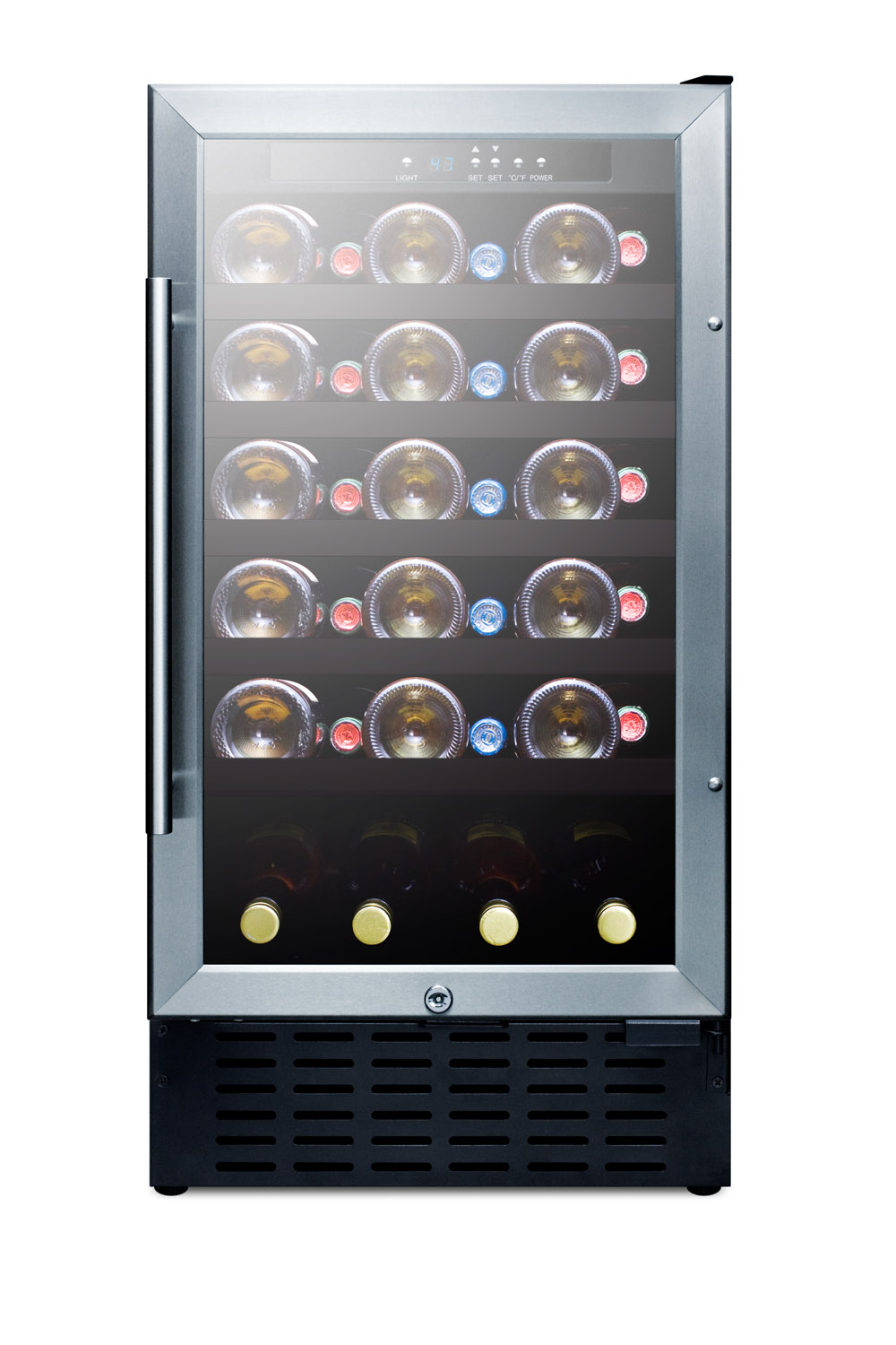 Summit Appliance Single Zone 18'' 34 Bottle Wine Refrigerator With Reversible Door - View 3 | Fridge.com