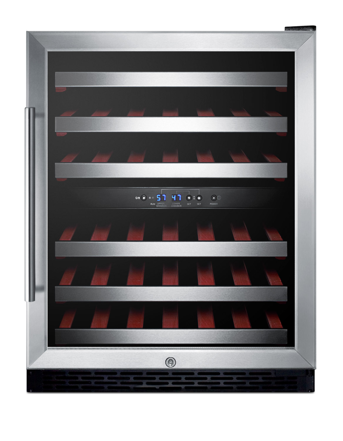 Summit Appliance Dual Zone 23.63'' 46 Bottle Wine Refrigerator with Reversible Door | Fridge.com