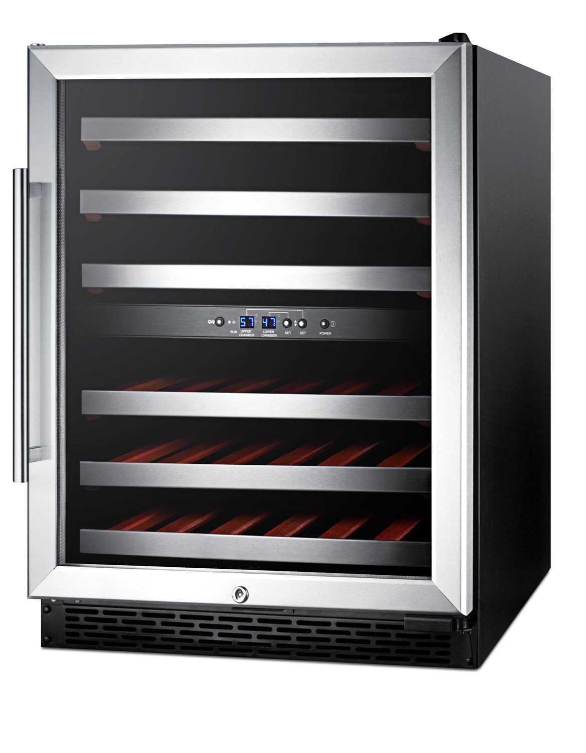 Summit Appliance Dual Zone 23.63'' 46 Bottle Wine Refrigerator with Reversible Door | Fridge.com