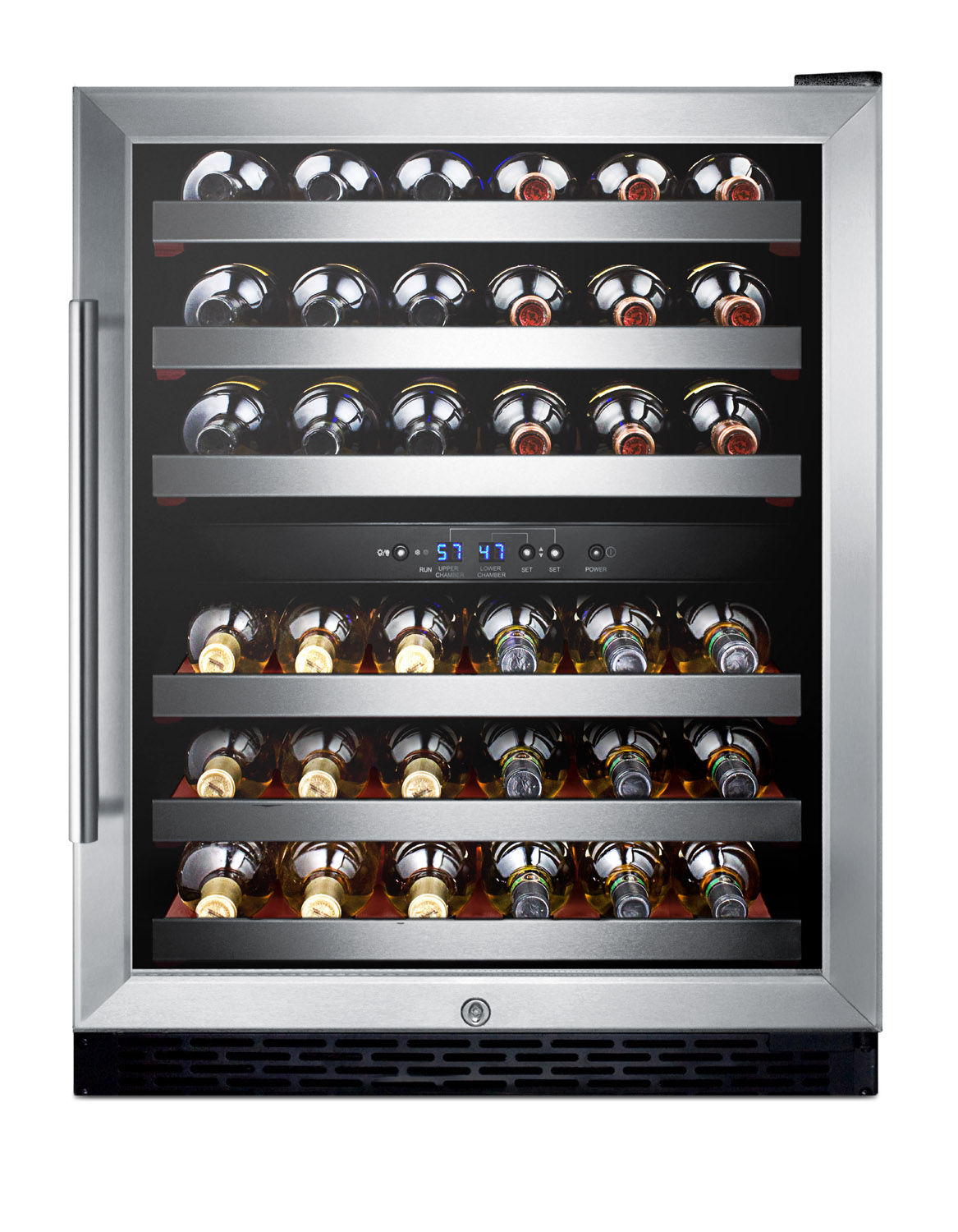 Summit Appliance Dual Zone 23.63'' 46 Bottle Wine Refrigerator with Reversible Door | Fridge.com