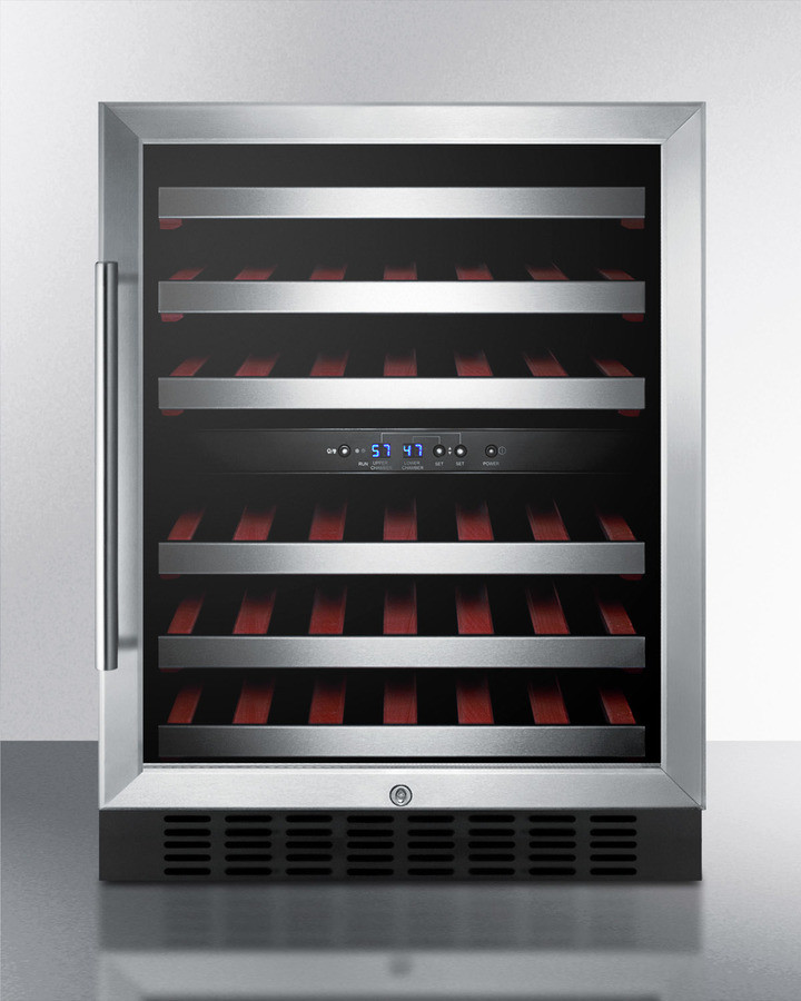Summit Appliance Dual Zone 23.63'' 46 Bottle Wine Refrigerator with Reversible Door | Fridge.com