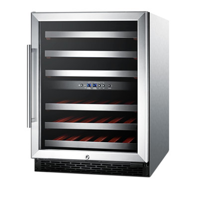 Summit Appliance Dual Zone 23.63'' 46 Bottle Wine Refrigerator with Reversible Door | Fridge.com