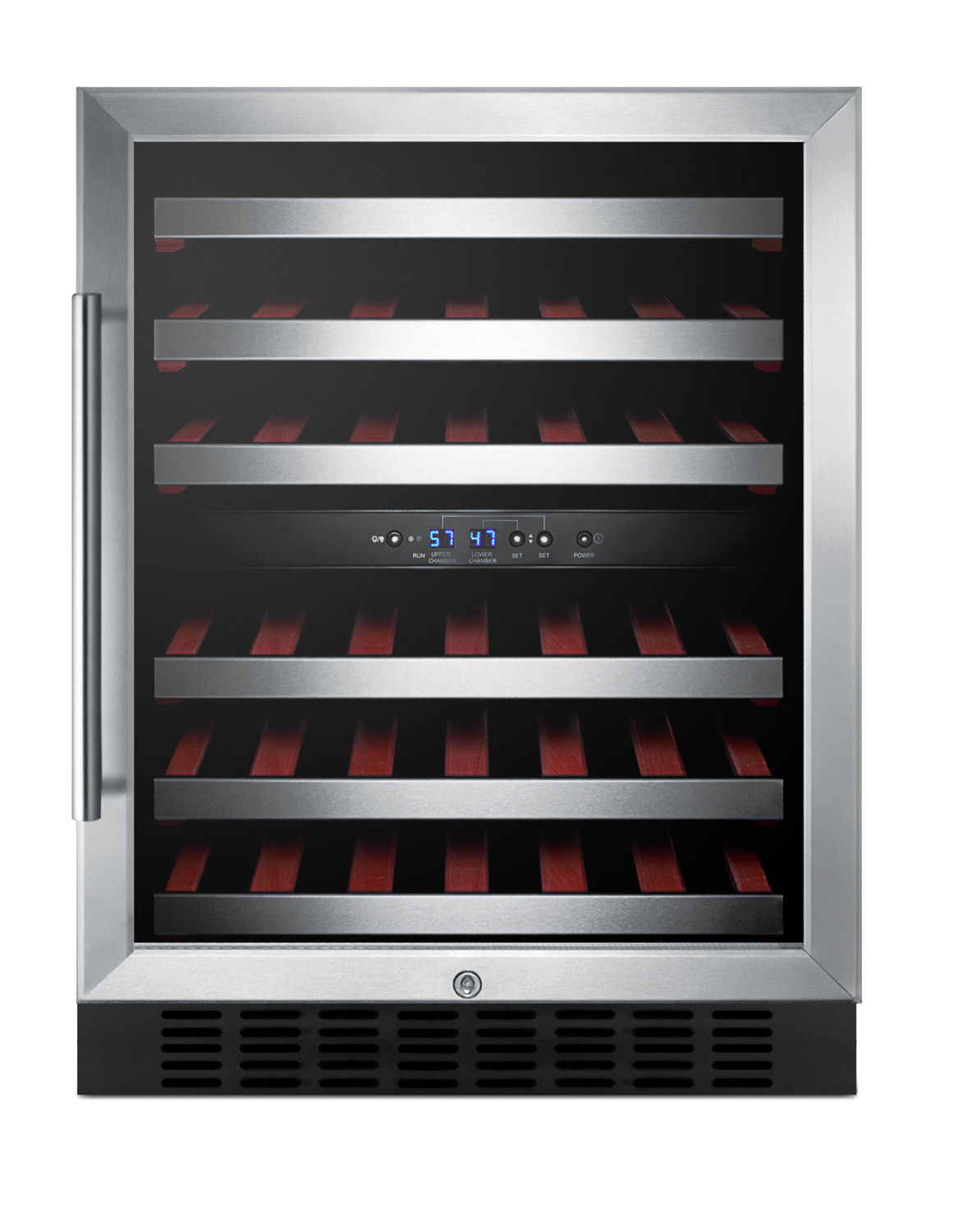 Summit Appliance Dual Zone 23.63'' 46 Bottle Wine Refrigerator With Reversible Door - View 2 | Fridge.com