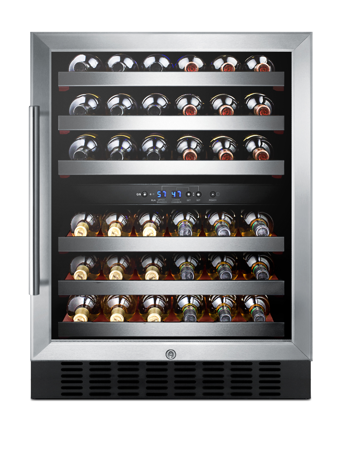 Summit Appliance Dual Zone 23.63'' 46 Bottle Wine Refrigerator With Reversible Door - View 3 | Fridge.com
