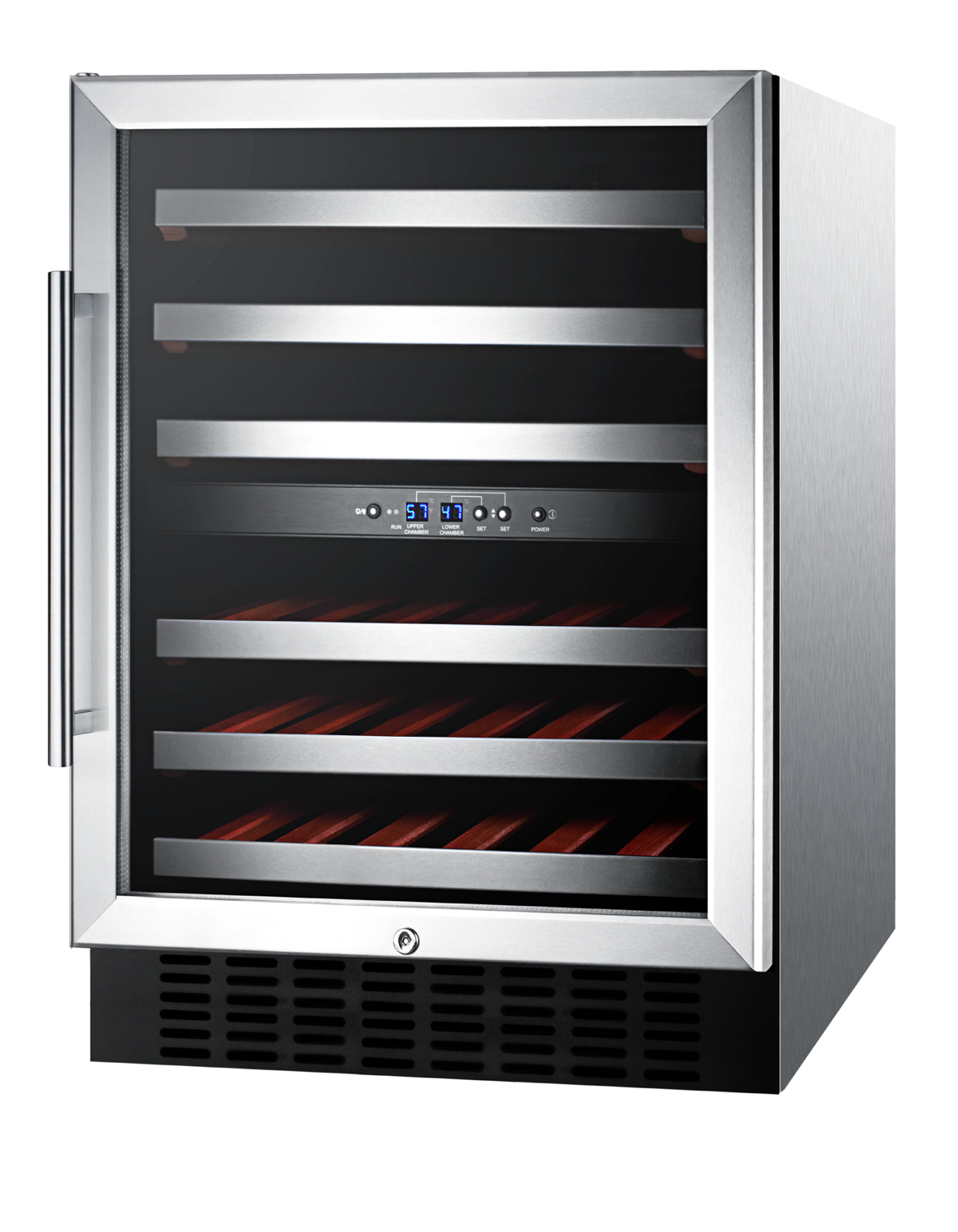 Summit Appliance Dual Zone 23.63'' 46 Bottle Wine Refrigerator With Reversible Door - View 4 | Fridge.com