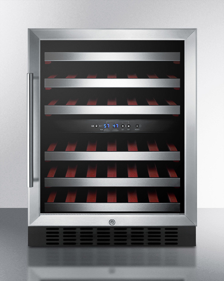 Summit Appliance Dual Zone 23.63'' 46 Bottle Wine Refrigerator with Reversible Door | Fridge.com