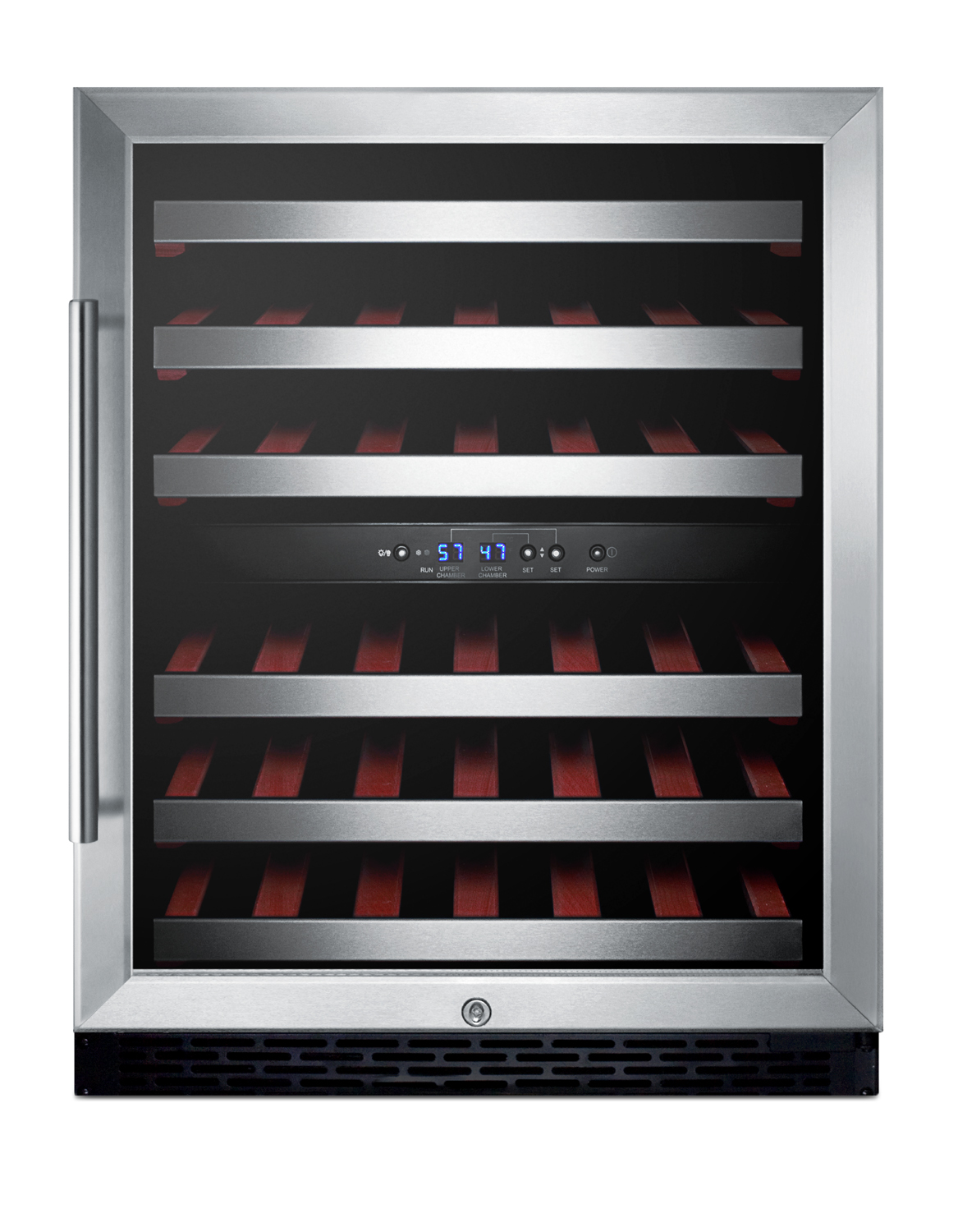Summit Appliance Dual Zone 23.63'' 46 Bottle Wine Refrigerator With Reversible Door - View 3 | Fridge.com