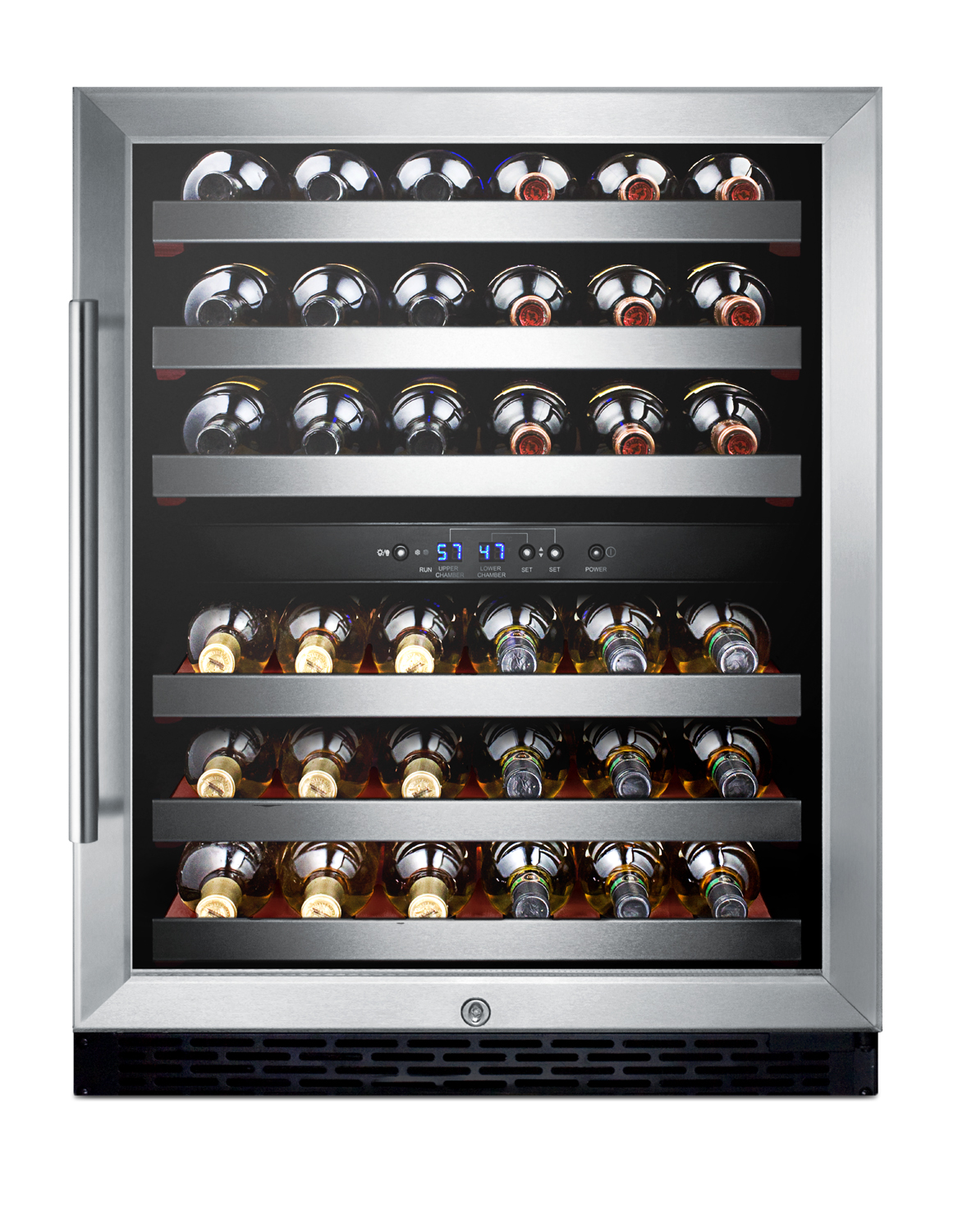 Summit Appliance Dual Zone 23.63'' 46 Bottle Wine Refrigerator With Reversible Door - View 4 | Fridge.com