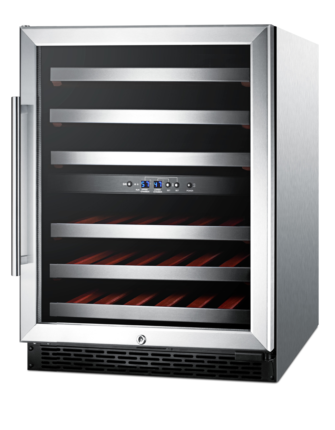 Summit Appliance Dual Zone 23.63'' 46 Bottle Wine Refrigerator With Reversible Door - View 5 | Fridge.com