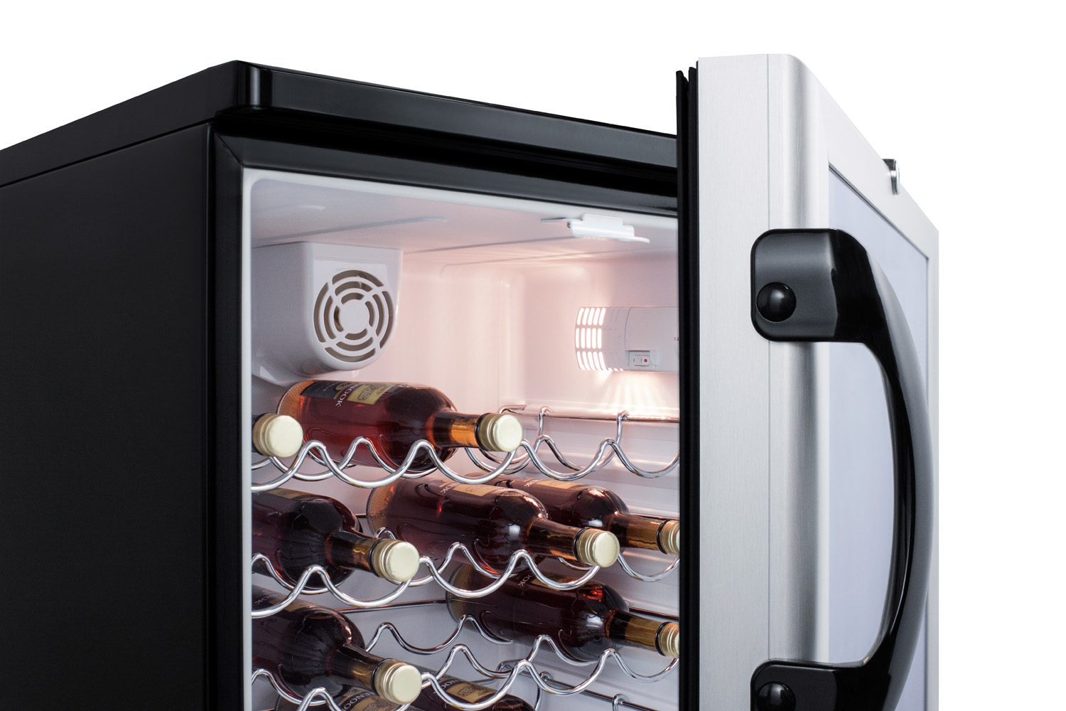Summit Appliance Single Zone 23.63'' Freestanding 36 Bottle Wine Refrigerator With Reversible Door - View 4 | Fridge.com