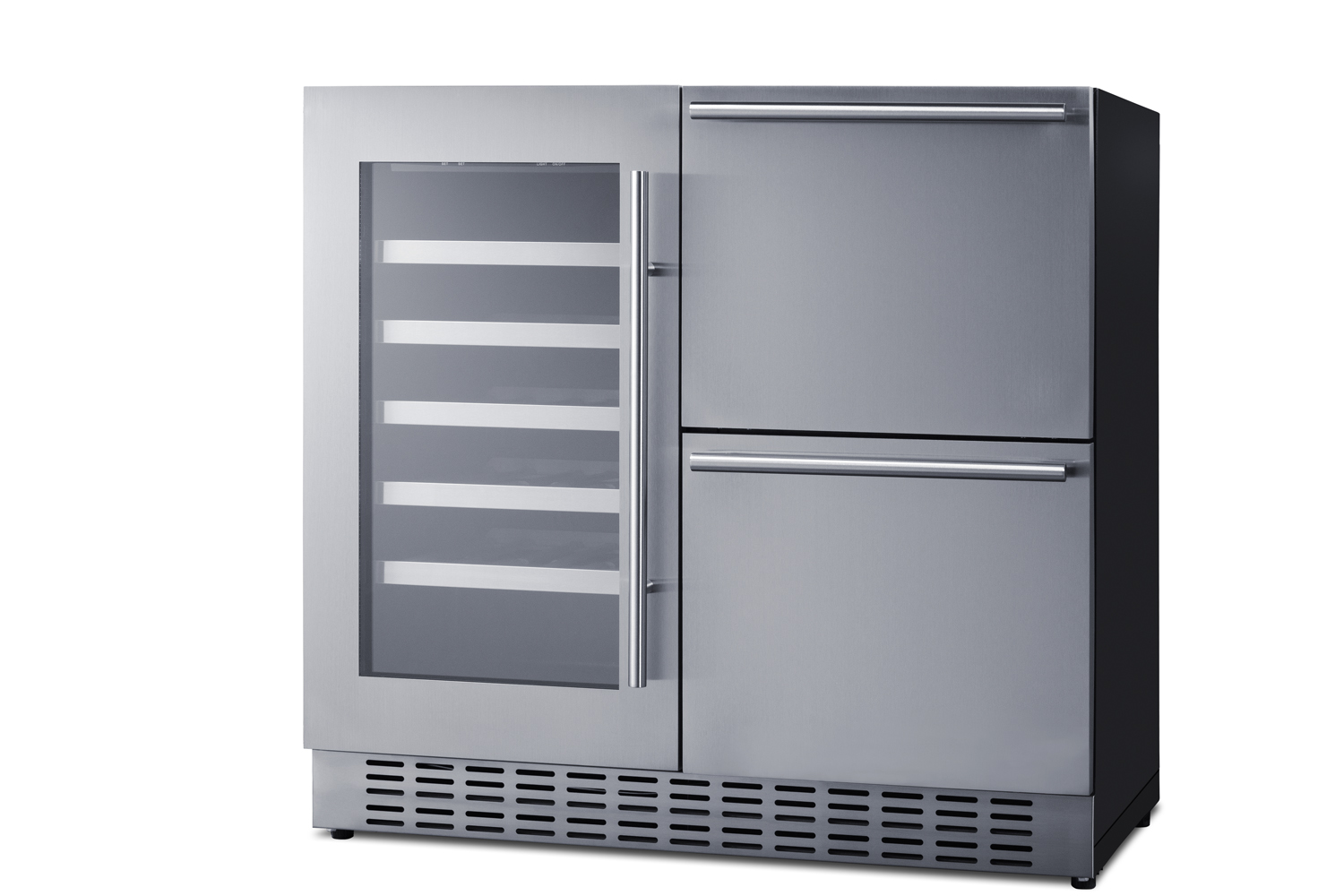 Summit Appliance 36" Wide Combination Wine Cellar & 2-Drawer Refrigerator - View 3 | Fridge.com