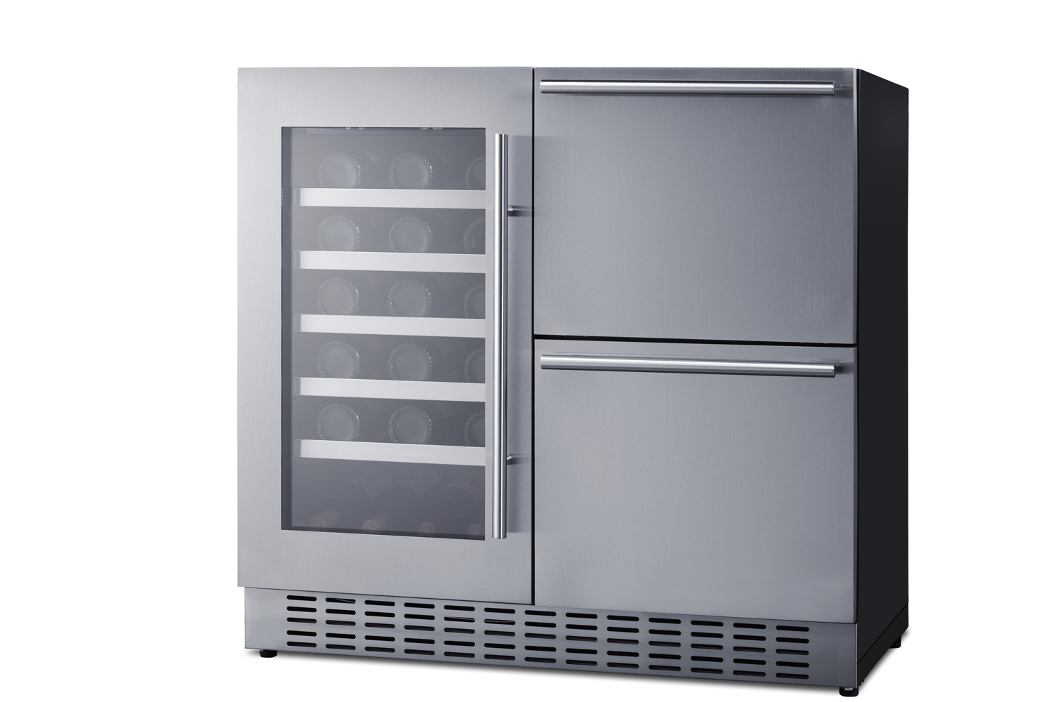 Summit Appliance 36" Wide Combination Wine Cellar & 2-Drawer Refrigerator - View 4 | Fridge.com