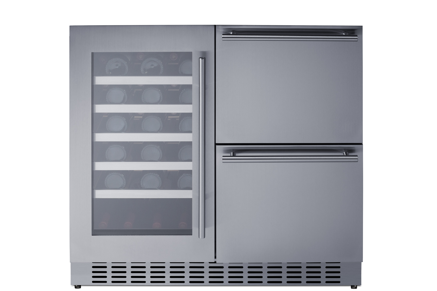 Summit Appliance 36" Wide Combination Wine Cellar & 2-Drawer Refrigerator - View 5 | Fridge.com