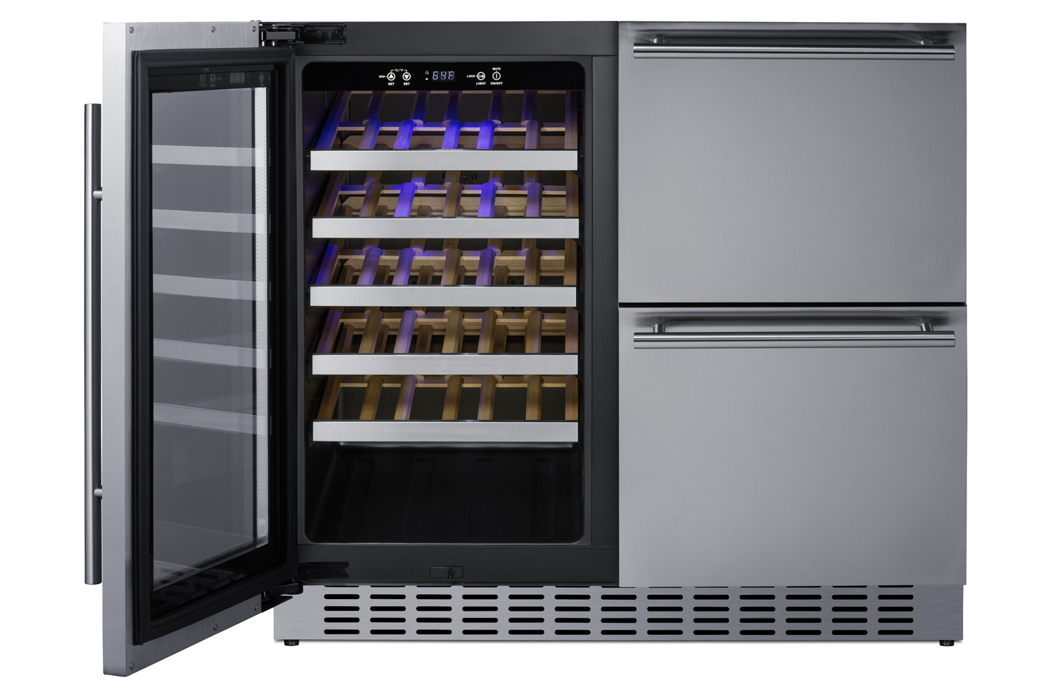 Summit Appliance 36" Wide Combination Wine Cellar & 2-Drawer Refrigerator - View 6 | Fridge.com