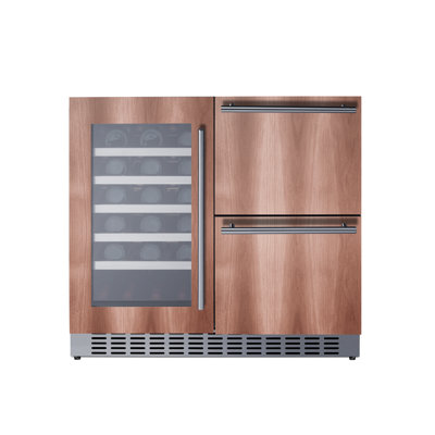 Summit Appliance 36" Wide Combination Wine Cellar & 2-Drawer Refrigerator (Panel Not Included) | Fridge.com