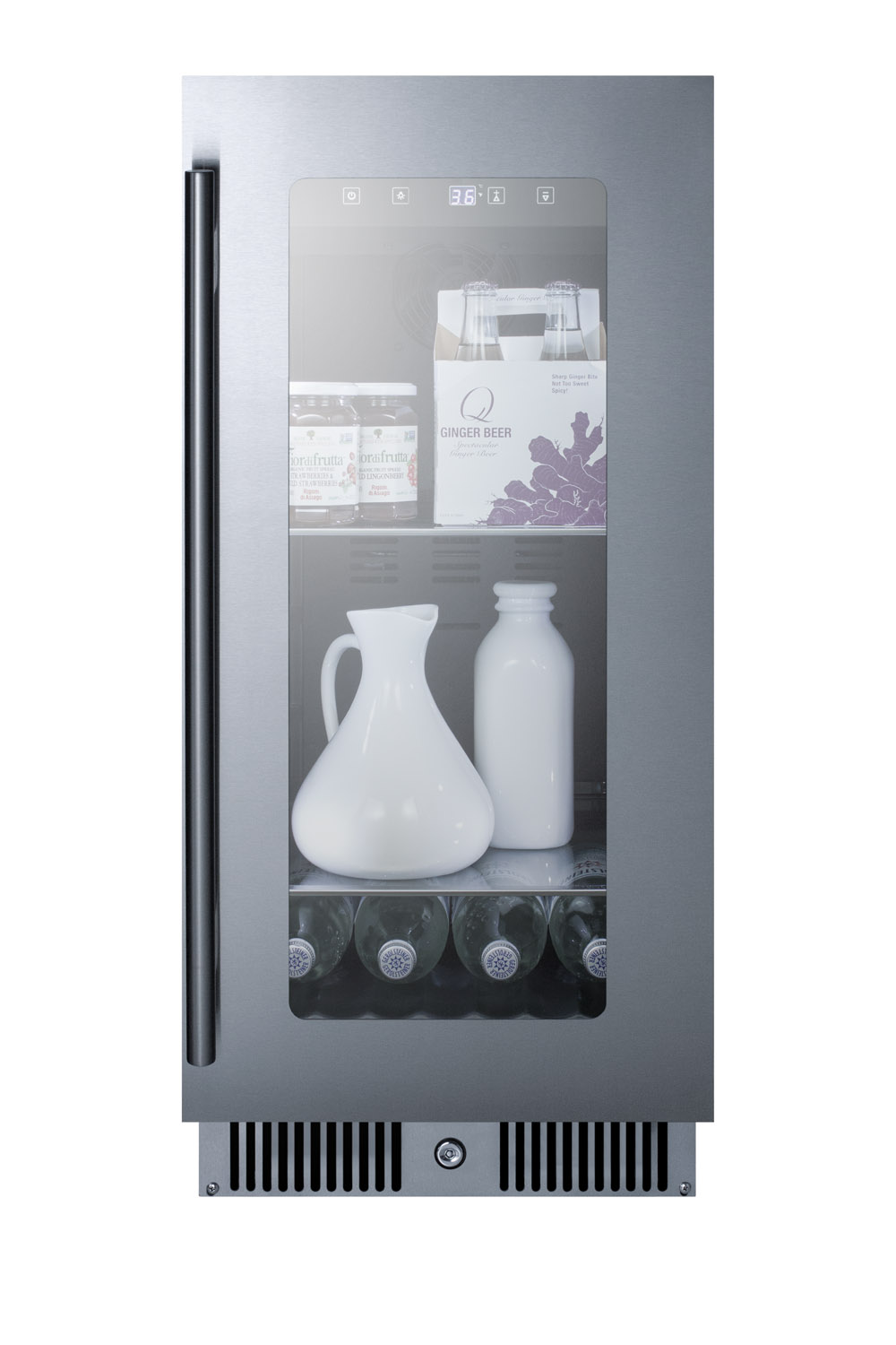 Summit Appliance 14.88'' W Convertible 112 Cans (12 oz.) 2.8 Cubic Feet Beverage Cooler With Glass Door - View 4 | Fridge.com