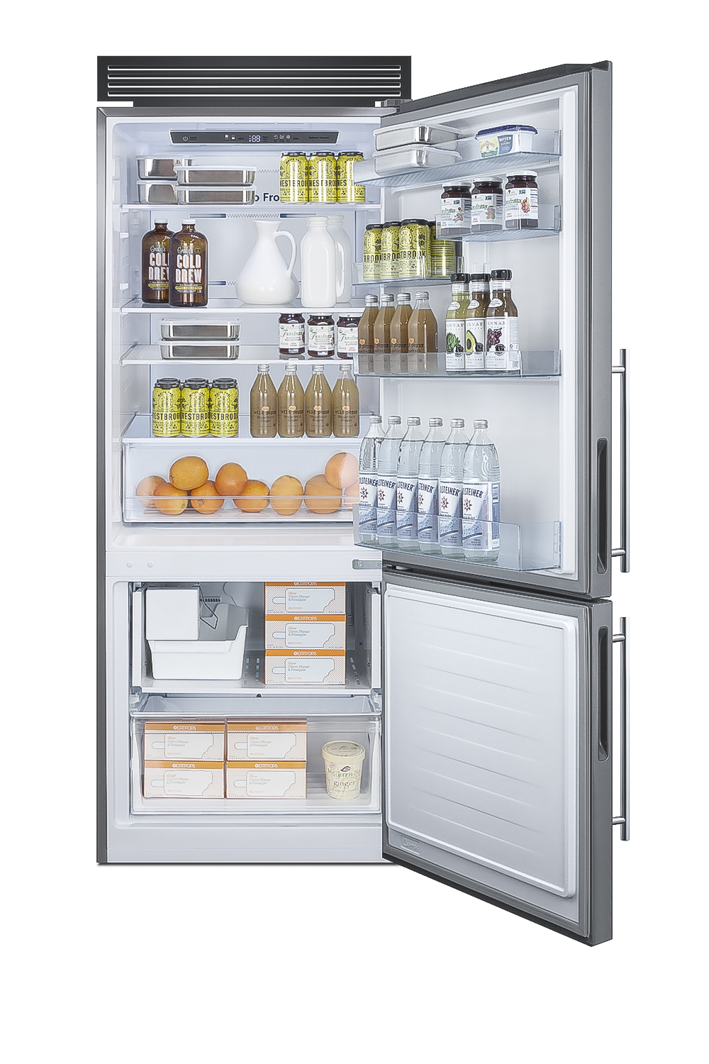 Summit 28 Inch 28" Counter Depth Bottom Freezer Refrigerator FFBF279SSXIMH72 - View 3 | Fridge.com