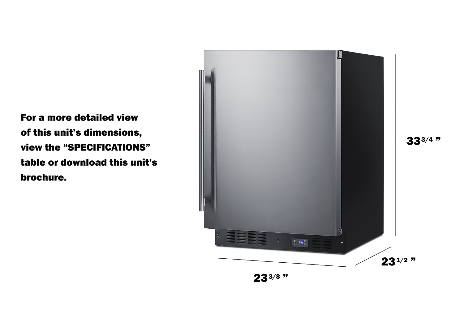 Summit 24" Built In Undercounter Compact Upright Freezer SCFF53BSSIM - View 6 | Fridge.com