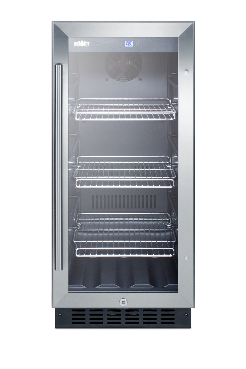 Summit Appliance 14.75'' W Convertible 78 Cans (12 oz.) 2.45 Cubic Feet Beverage Cooler With Reversible Glass Door - View 2 | Fridge.com