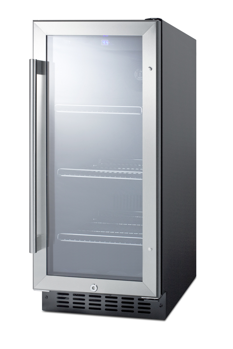 Summit Appliance 14.75'' W Convertible 78 Cans (12 oz.) 2.45 Cubic Feet Beverage Cooler With Reversible Glass Door - View 3 | Fridge.com