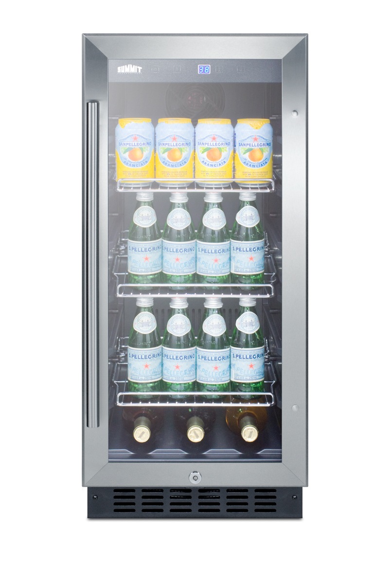 Summit Appliance 14.75'' W Convertible 78 Cans (12 oz.) 2.45 Cubic Feet Beverage Cooler With Reversible Glass Door - View 4 | Fridge.com