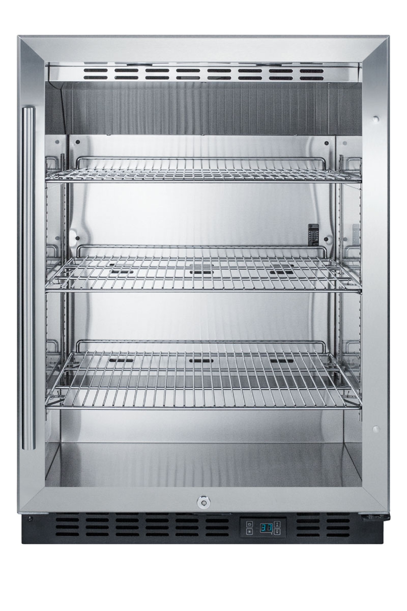 Summit Appliance 23.63'' W Convertible 108 Cans (12 oz.) 5 Cubic Feet Beverage Cooler With Glass Door - View 2 | Fridge.com