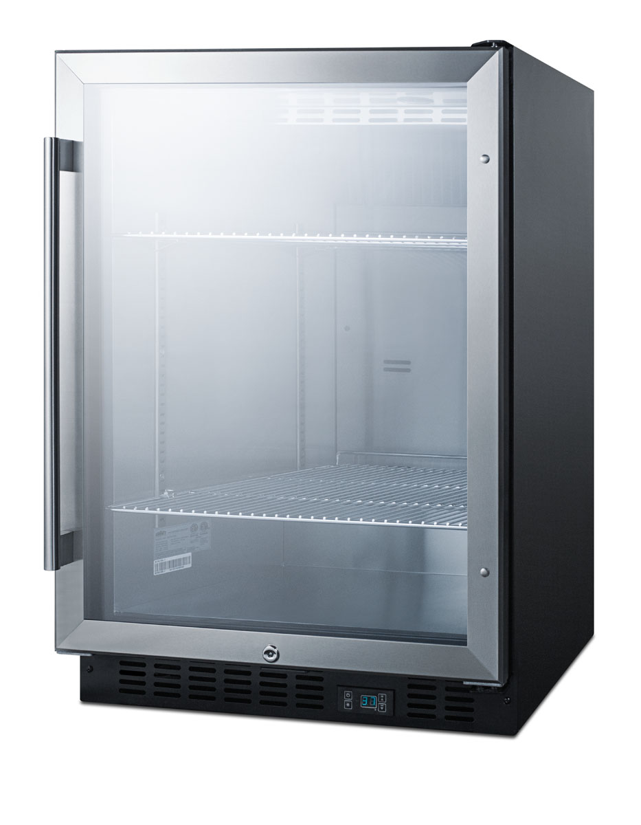 Summit Appliance 23.63'' W Convertible 108 Cans (12 oz.) 5 Cubic Feet Beverage Cooler With Glass Door - View 3 | Fridge.com