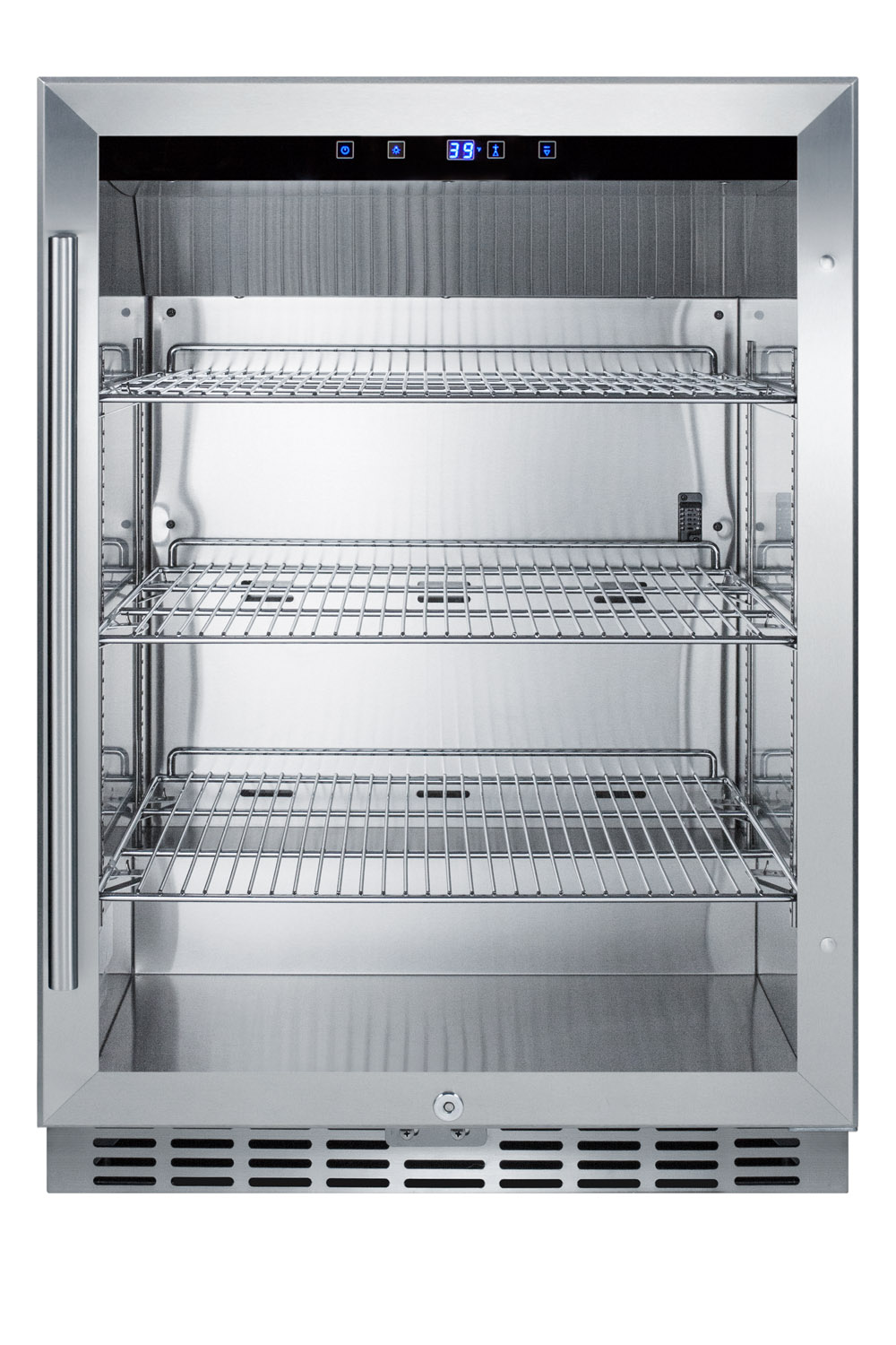 Summit Appliance 23.38'' W Convertible 108 Cans (12 oz.) 5 Cubic Feet Outdoor Rated Beverage Cooler With Reversible Glass Door - View 2 | Fridge.com