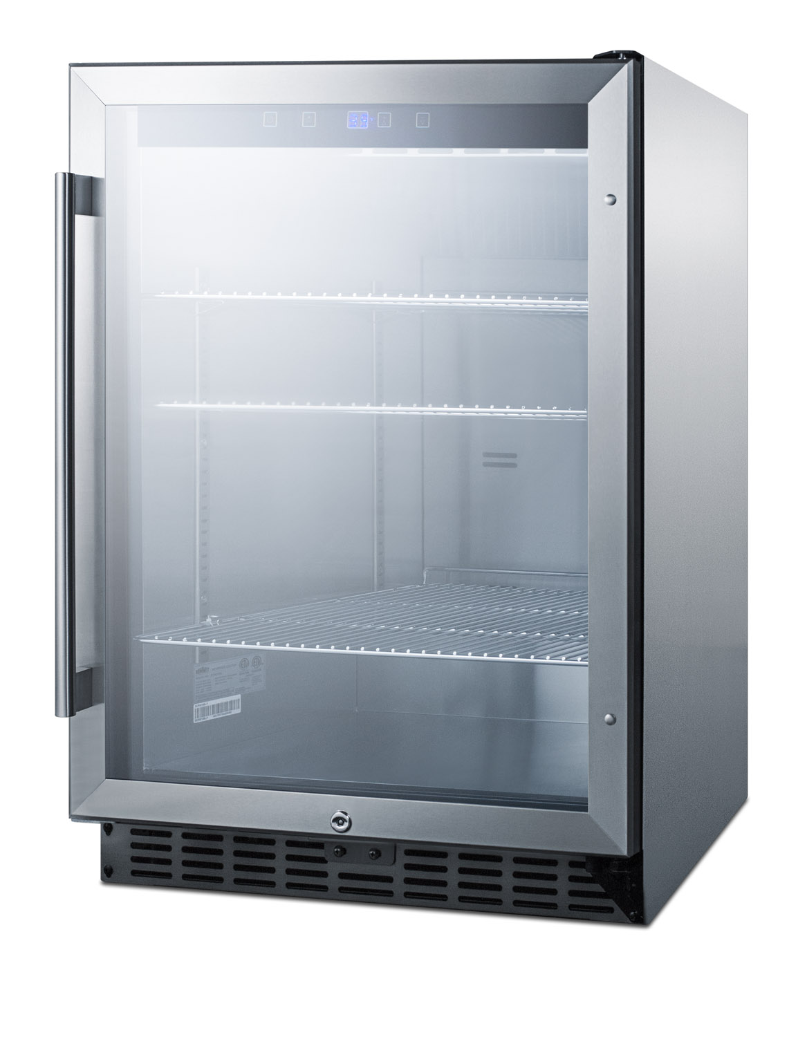 Summit Appliance 23.38'' W Convertible 108 Cans (12 oz.) 5 Cubic Feet Outdoor Rated Beverage Cooler With Reversible Glass Door - View 3 | Fridge.com