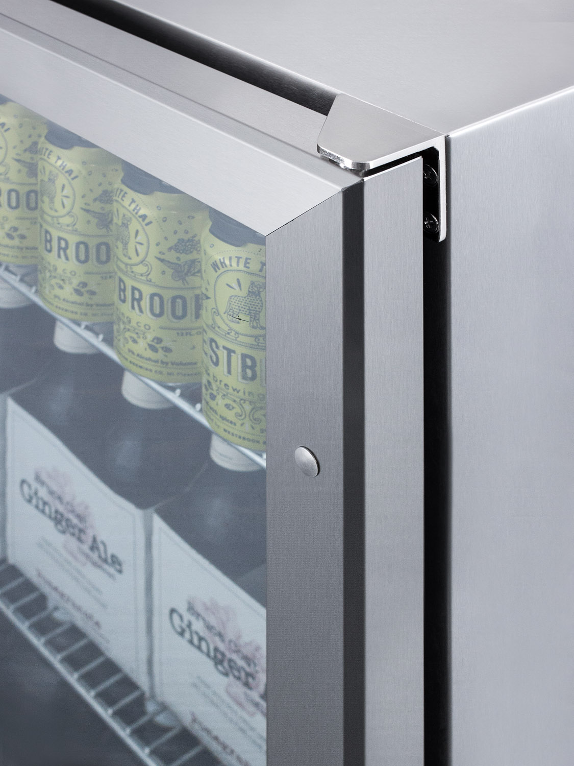 Summit Appliance 23.38'' W Convertible 108 Cans (12 oz.) 5 Cubic Feet Outdoor Rated Beverage Cooler With Reversible Glass Door - View 6 | Fridge.com