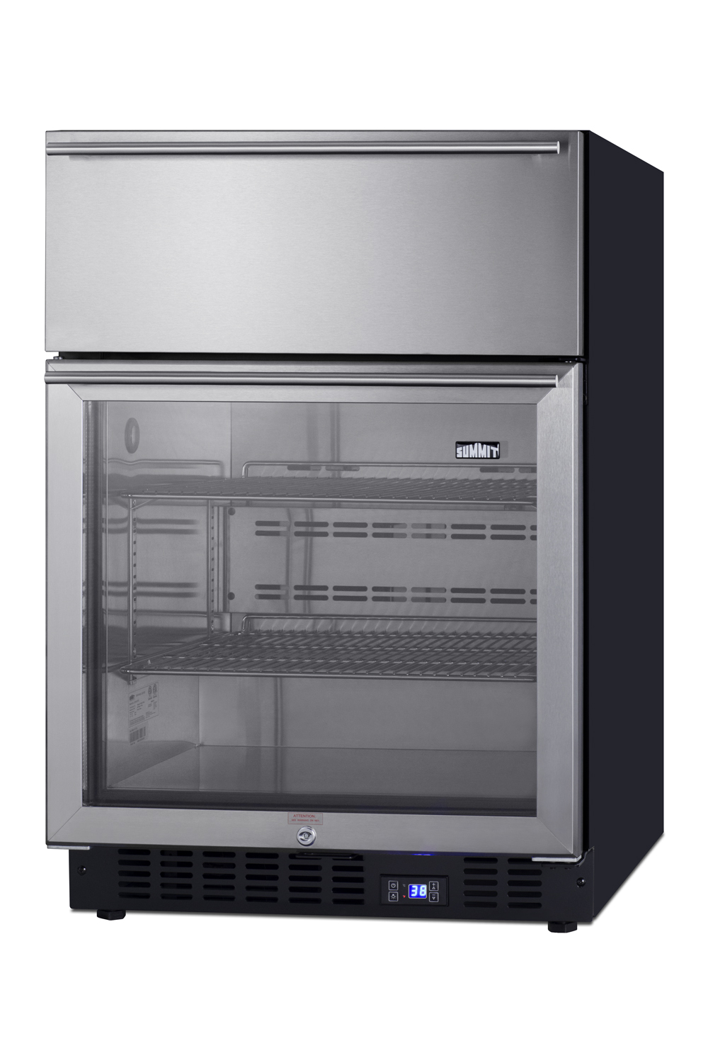 Summit Appliance 23.63'' W 110 Cans (12 oz.) 4.76 Cubic Feet Beverage Cooler With Wine Storage And Reversible Door - View 3 | Fridge.com