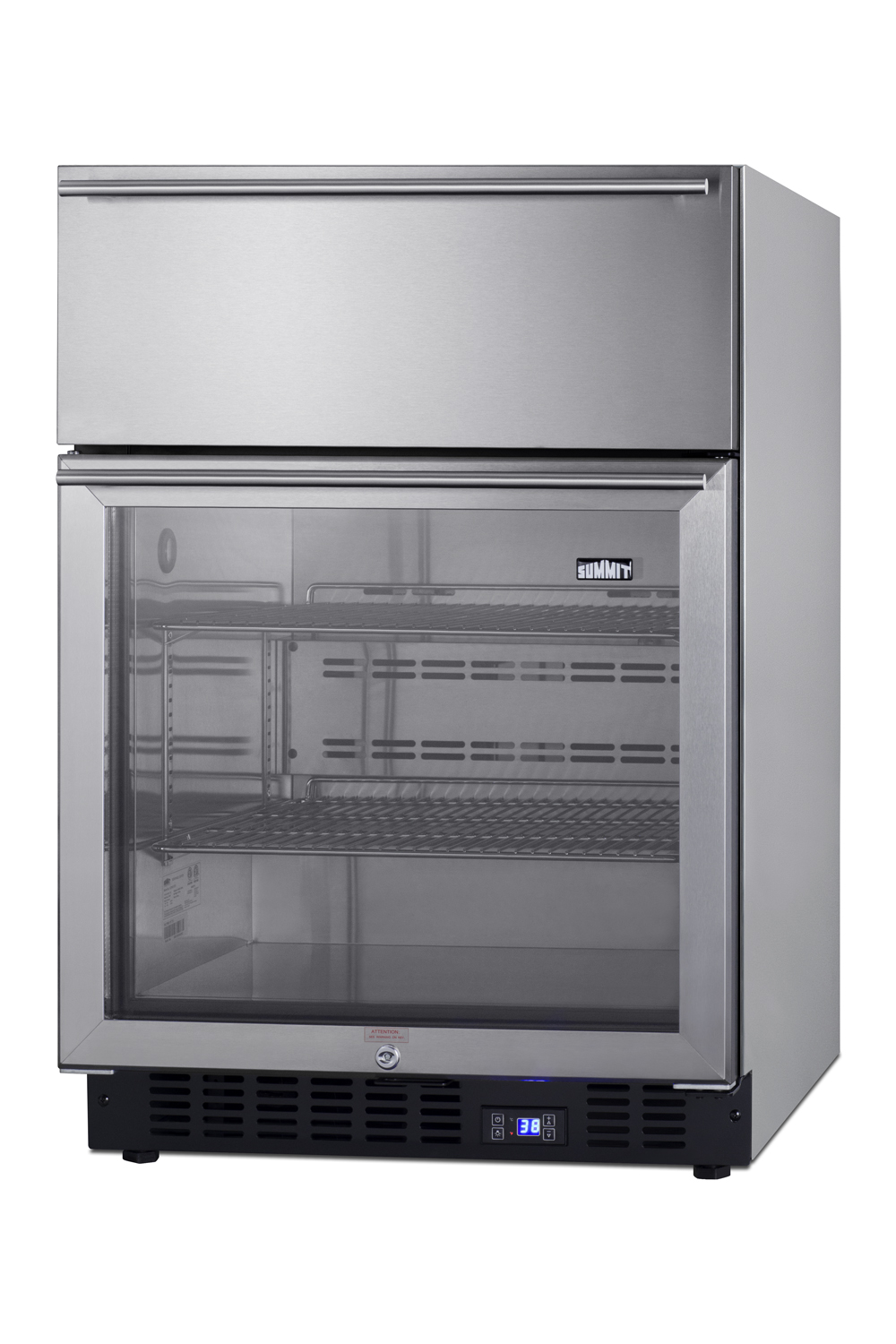 Summit Appliance 23.63'' W 110 Cans (12 oz.) 4.76 Cubic Feet Beverage Cooler With Wine Storage And Reversible Door - View 3 | Fridge.com