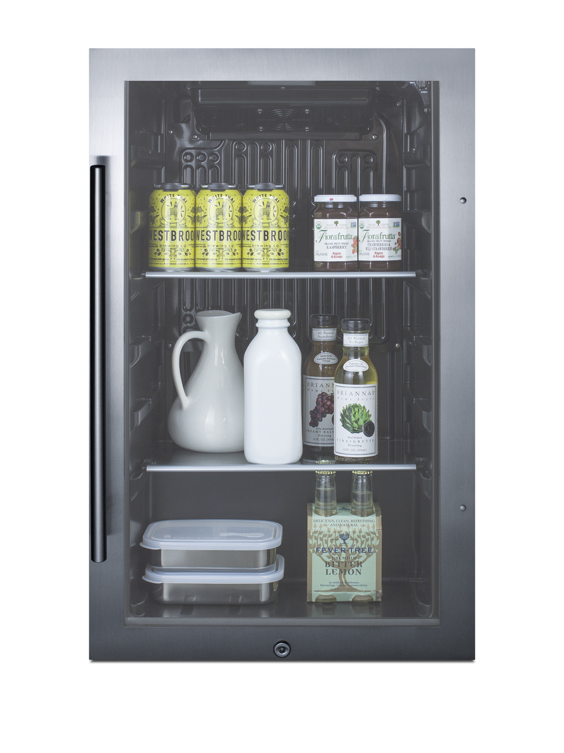 Summit Appliance 19'' W 110 Cans (12 oz.) 3.13 Cubic Feet Outdoor Rated Beverage Cooler With Reversible Glass Door - View 3 | Fridge.com