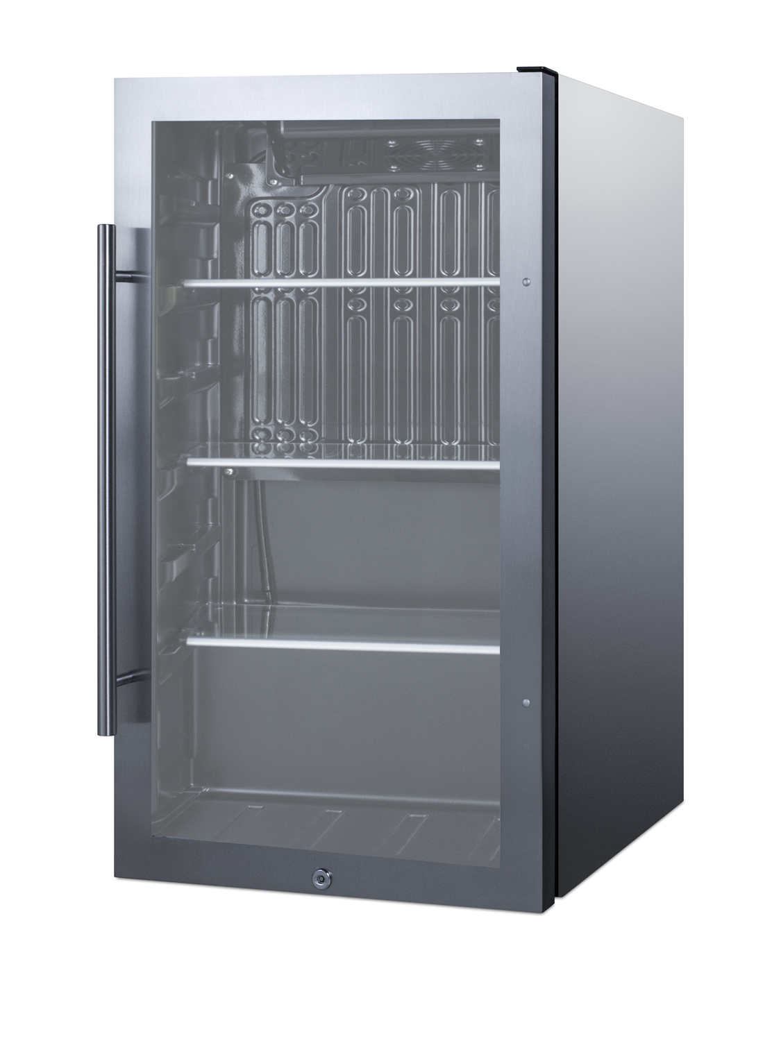 Summit Appliance 19'' W 110 Cans (12 oz.) 3.13 Cubic Feet Outdoor Rated Beverage Cooler With Reversible Glass Door - View 3 | Fridge.com