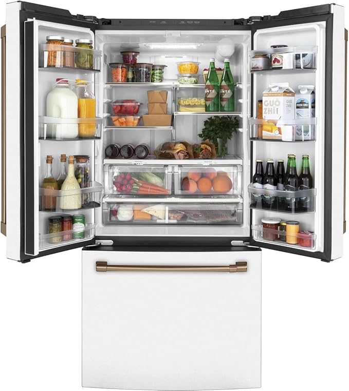 Café CWE19SP4NW2 18.6 cu. ft. French Door Refrigerator In Matte White, Fingerprint Resistant, Counter Depth And Energy Star - View 2 | Fridge.com