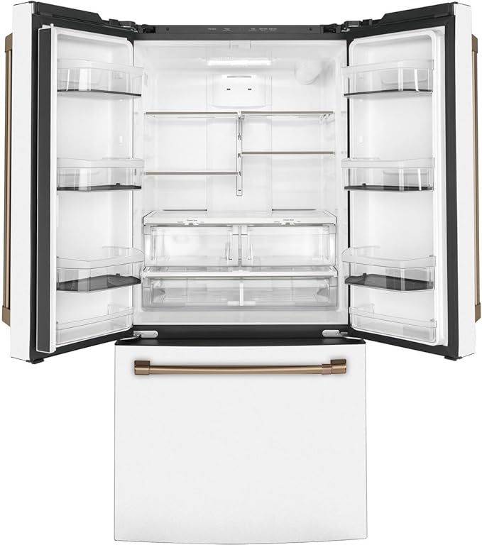 Café CWE19SP4NW2 18.6 cu. ft. French Door Refrigerator In Matte White, Fingerprint Resistant, Counter Depth And Energy Star - View 3 | Fridge.com