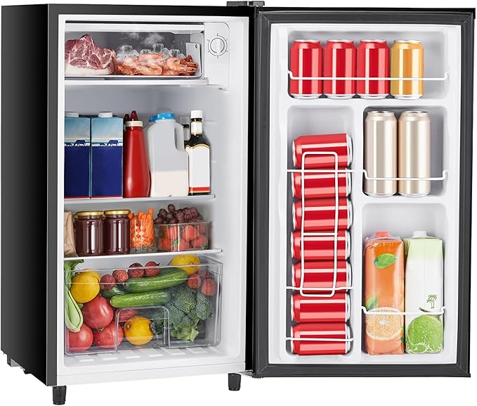 Sweetcrispy 3.2 Cu.Ft Mini Fridge with Freezer Small Refrigerator Single Door Adjustable Thermostat Energy-efficient Low Noise, Compact Fridge for Bedroom, Office, Dorm (Black) | Fridge.com