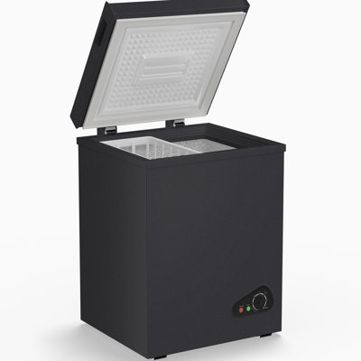 7.0 Cubic Feet Chest Freezer, Compact Top Opening Freestanding Deep Freezer with 7 Level Adjustable Thermostat & Removable Basket, Black/White | Fridge.com