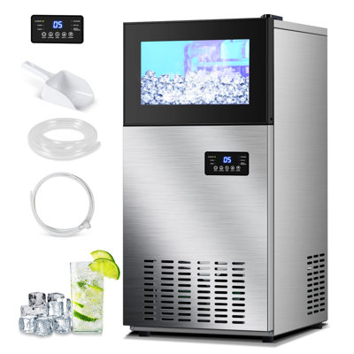 160 lb. Daily Production Stainless Steel Undercounter/Freestanding Ice Maker with Clear Cube Ice | Fridge.com