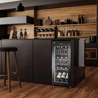Tazpi 13.6'' 18 Bottle Single Zone Freestanding Wine Refrigerator | Fridge.com