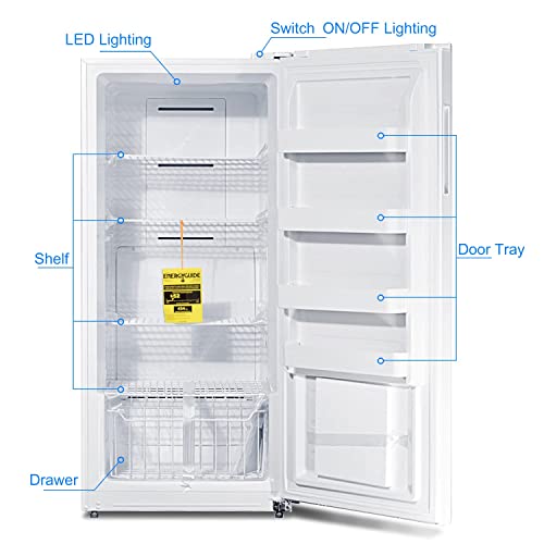 Techomey 13.8 cu.ft Upright Freezer, Freestanding Conversion Freezer/Refrigerator, Garage Ready Vertical Freezer, Single Door, 110V, White - View 2 | Fridge.com