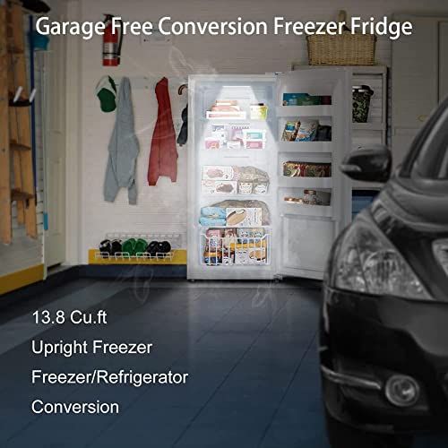 Techomey 13.8 cu.ft Upright Freezer, Freestanding Conversion Freezer/Refrigerator, Garage Ready Vertical Freezer, Single Door, 110V, White - View 6 | Fridge.com