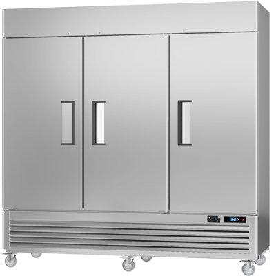 Veecool Commercial Upright Freezer WiFi-Enabled With 12 Shelves, 82" Bottom Mounted Solid Door Reach In Freezer, Stainless Steel, Auto Defrost, LED Li | Fridge.com